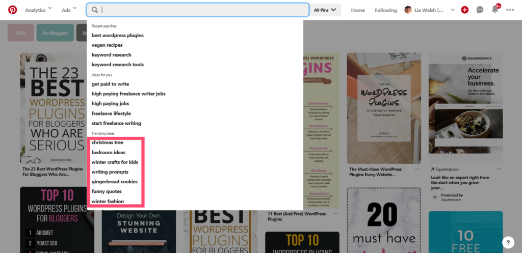 Free SEO keyword research tools - Pinterest trending ideas